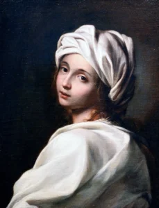 Oil painting of Beatrice Cenci, young Roman noblewoman linked to a famous murder case and ghost story in Rome